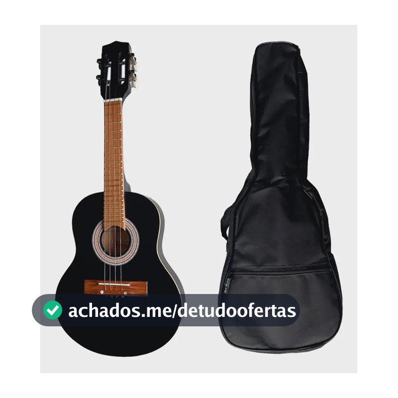 Cavaco Iniciante Estudo Acústico Preto Com Capa  Preto