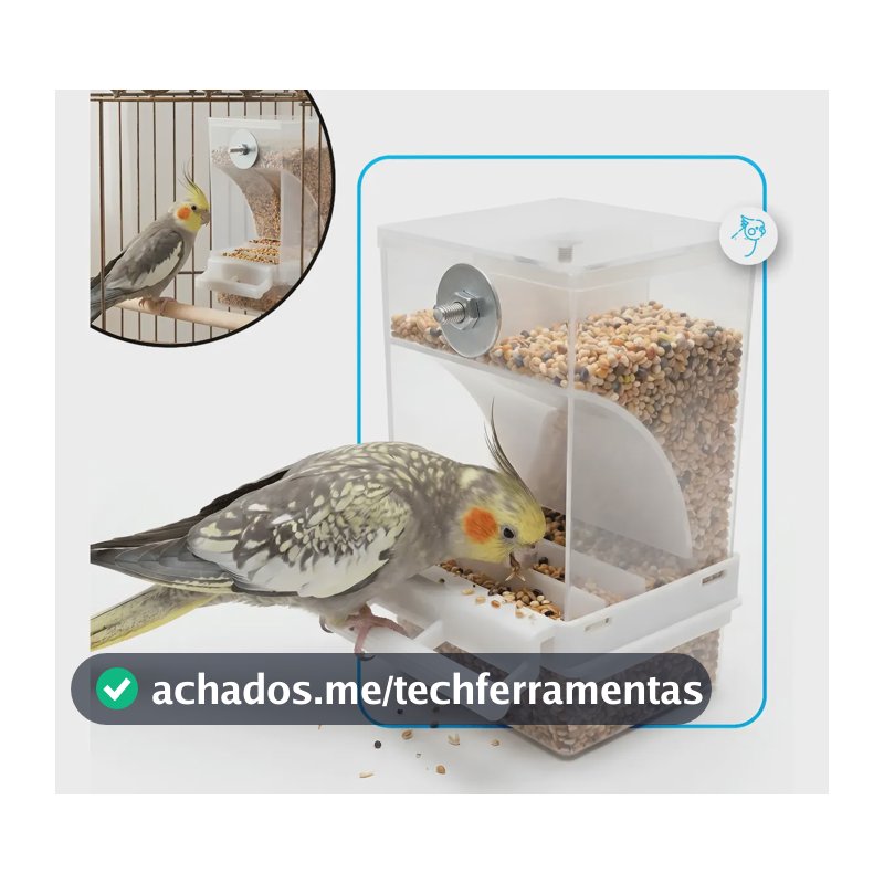 Comedouro De Sementes Para Calopsitas Automatico Fim Sujeira