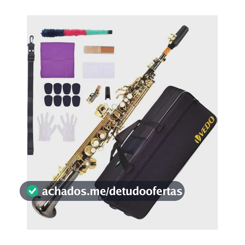 Saxofone Soprano Vedo Si Bemol Com Estojo E Boquilha Preto