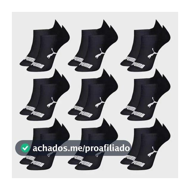 Kit 9 Pares Meias Puma Sapatilha Cano Baixo Algodão Original