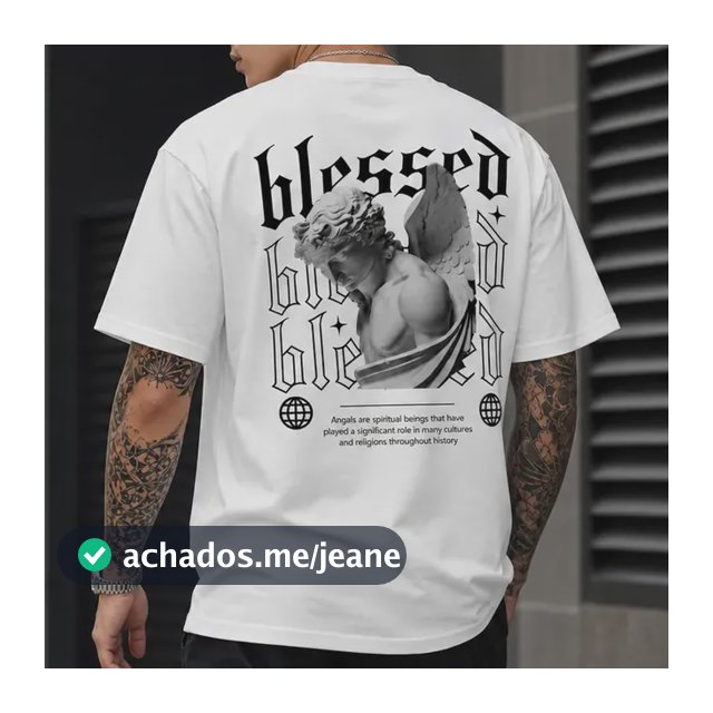 Camiseta Masculina Blessed Angel Streetwear Algodão Estilo