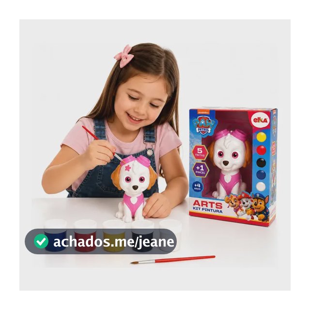 Boneca Skye Arts Kit Pintura Patrulha Canina Pinte E Lave