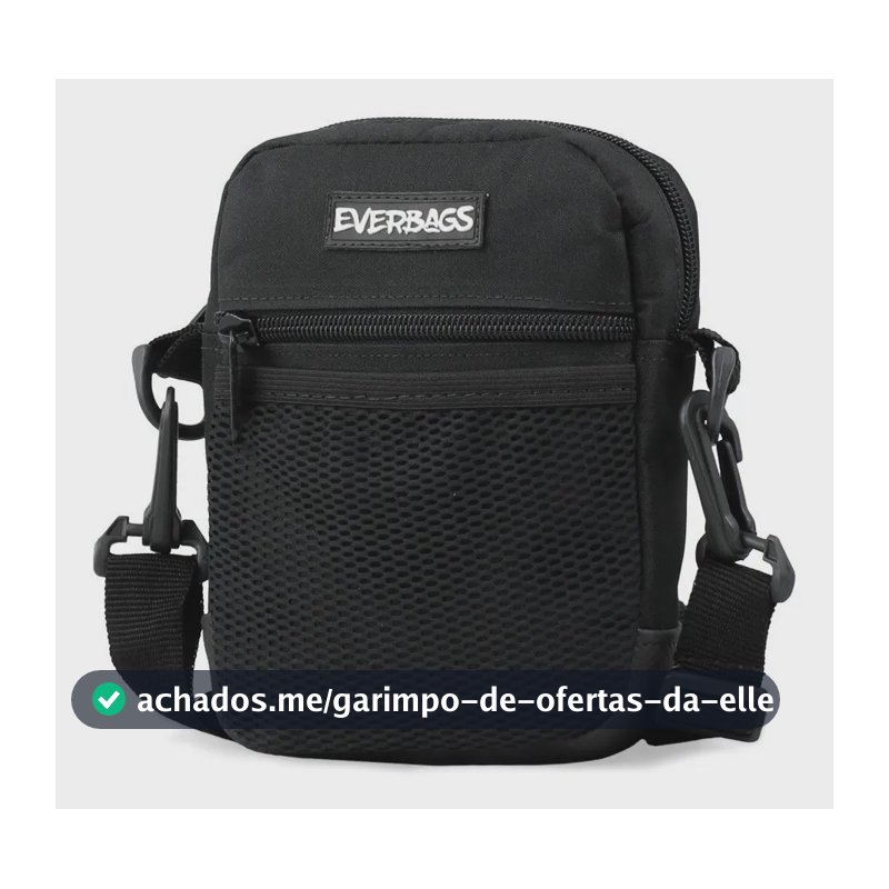 Shoulder Bag Preta Redinha Everbags Tira Colo Necessaire Cor Preto