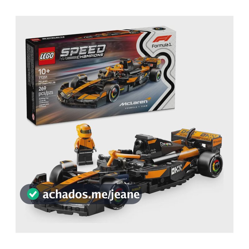LEGO Speed Champions Carro de Corrida McLaren F1 Team MCL38 77251; Carro de Fórmula 1 de brinquedo para montar