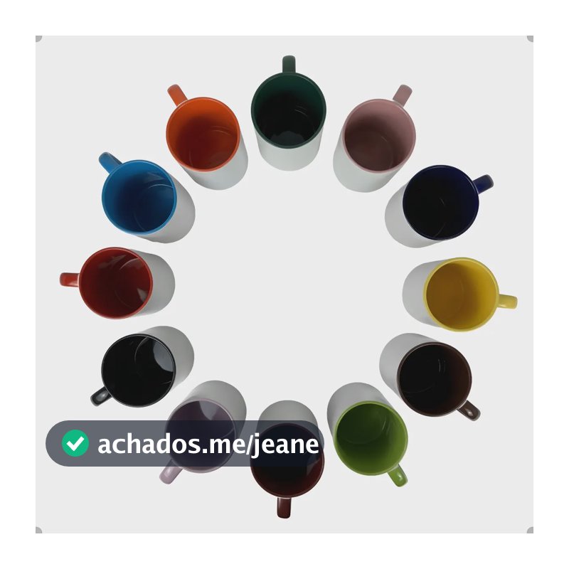 12 Canecas Interior Alça Colorido Resinadas Para Sublimação Cor Variadas Coloridas