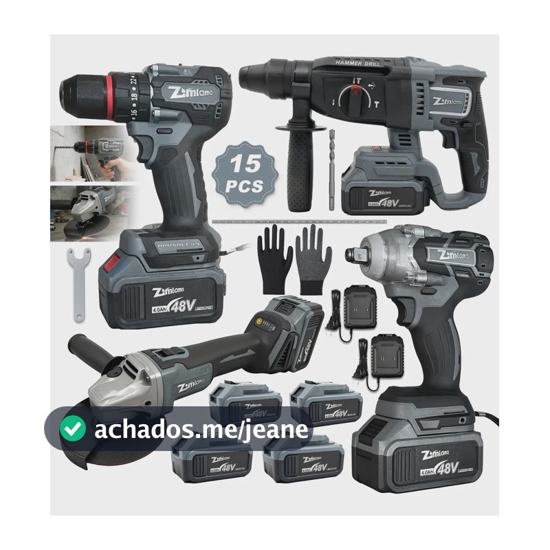 Kit Ferramentas Elétricas 4 Em 1 Profissional Com Baterias