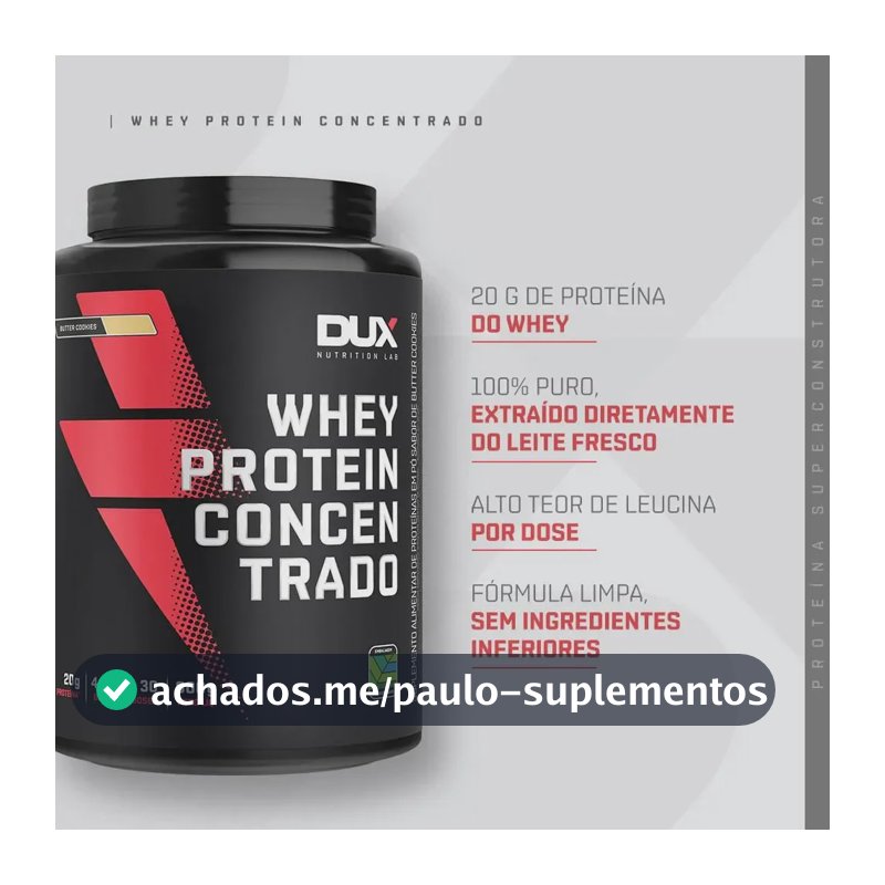 Dux Human Health Whey Protein Concentrado 900g Sabor Cookies