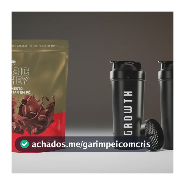 Kit Growth: Whey Protein Basic Chocolate 1kg + Coqueteleira Shaker Academia Preta 600ml