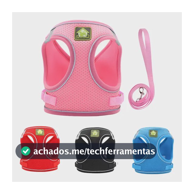 Coleira Peitoral Para Cachorro Pet Colete Refletivo + Guia