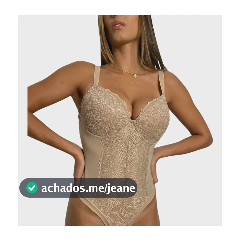 Body Cinta Modelador Alta Compressão Redutor Bojo E Renda Bege G(44)