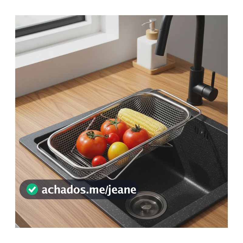 Kit 2 Escorredor Retratil Multifuncional Inox Pia Cozinha Prateado