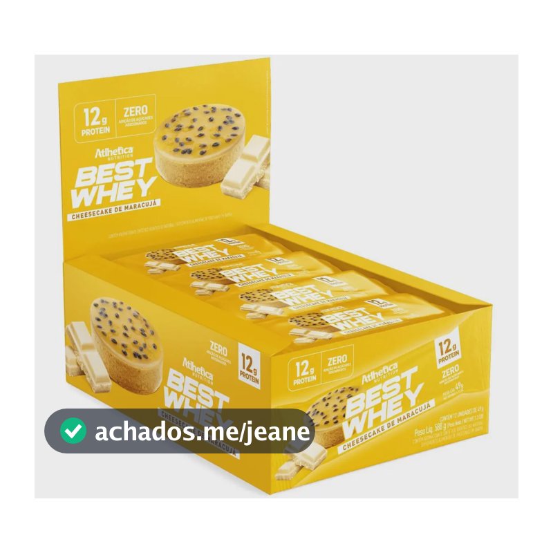 Best Whey Bar Atlhetica 12g De Proteina Cada - Cx 12 Unid Sabor Cheesecake De Maracujá