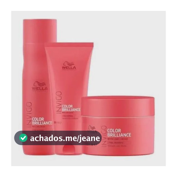 Kit Wella Invigo Color Brilliance Shampoo 250ml + Cond 200ml + Máscara 150ml