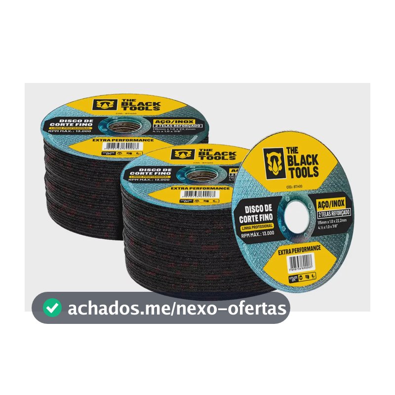 Disco Corte Fino Inox 4.1/2 X 1,0mm Para Esmerilhadeira 100 Peças The Black Tools
