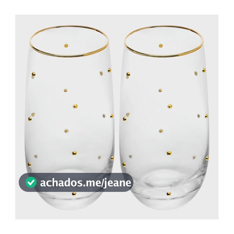 2 Copos Balls Fio De Ouro 300ml Vidro Wolff