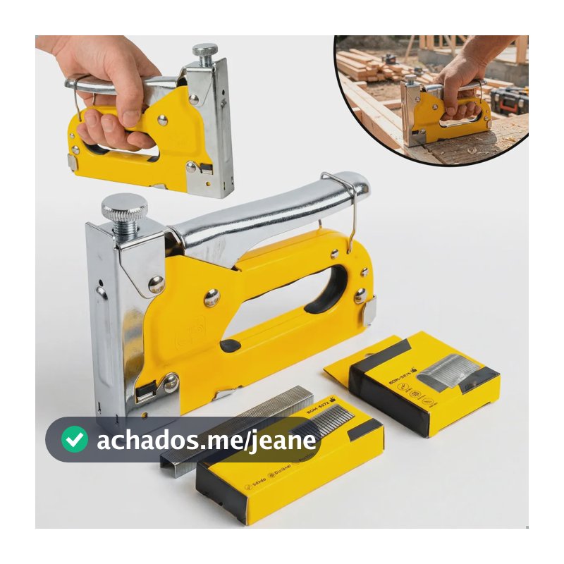 Grampeador Madeira Tapeceiro Profissional + 2100 Grampos