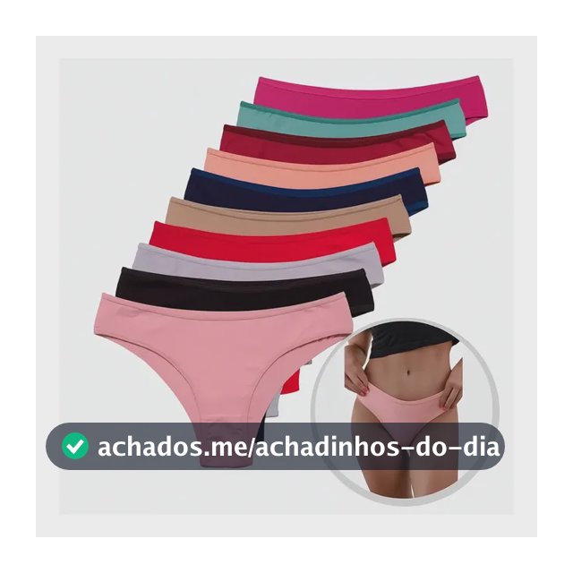 Kit 10 Calcinhas Algodão Tanga Lisa Conforto Basica Feminina