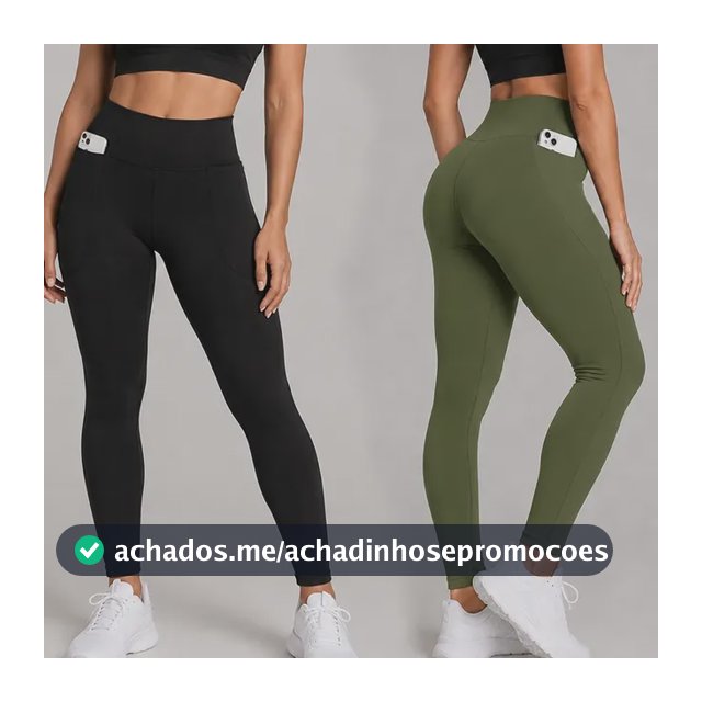 Kit 2 Calças Legging Feminina Grossa Cintura Alta Com Bolso