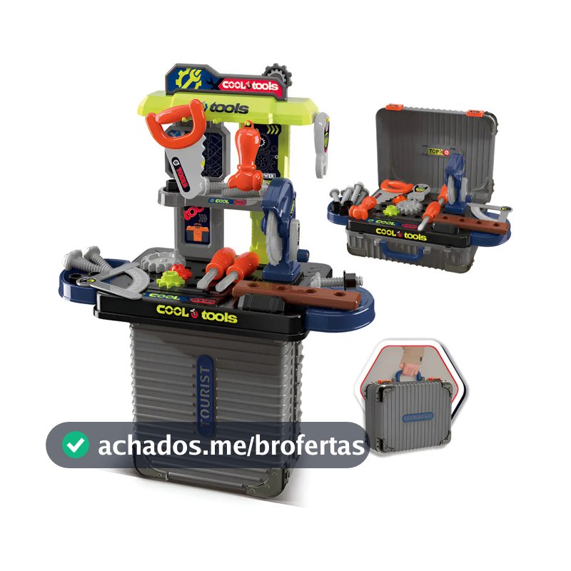 Bancada de Ferramentas Infantil 3 em 1 Maleta 31 Peças Maxi Toys