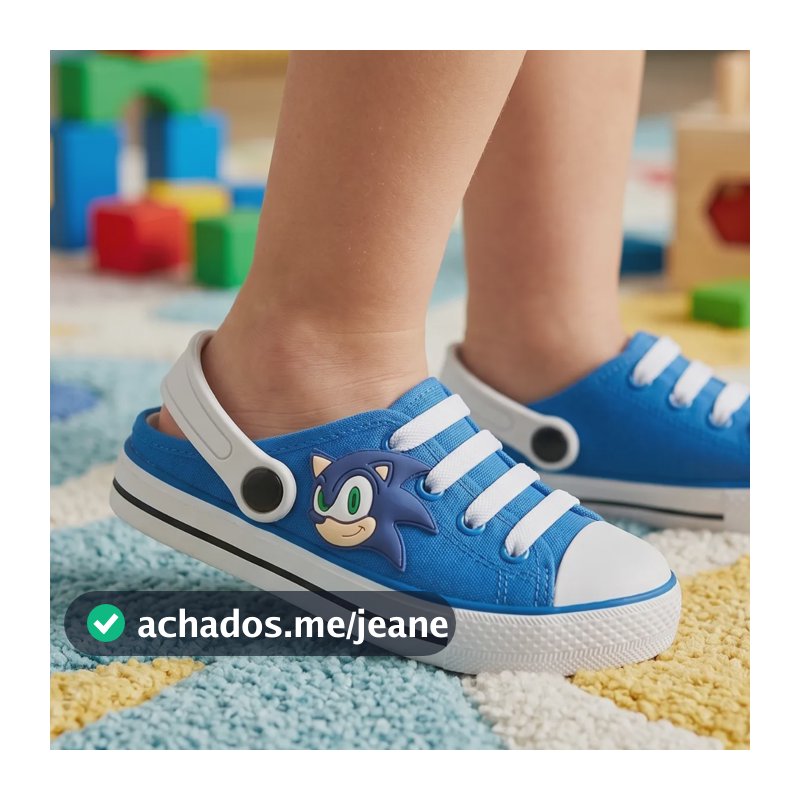 Sandália Babuche Infantil Macio Para Meninos Com Personagens Sonic 25/26