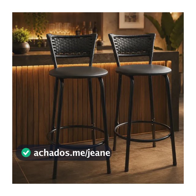 Kit 2 Banqueta Balcão Alta Cozinha Bancos Encosto Preto 60cm