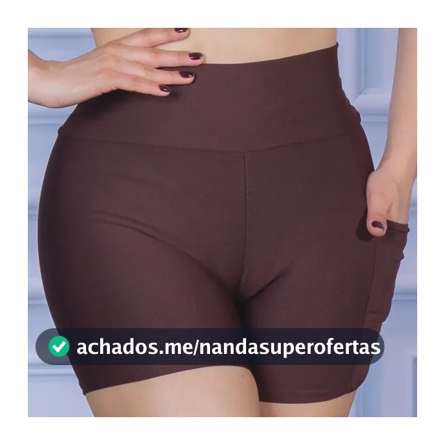 Bermuda Com Bolso Feminina Academia Cintura Alta Suplex