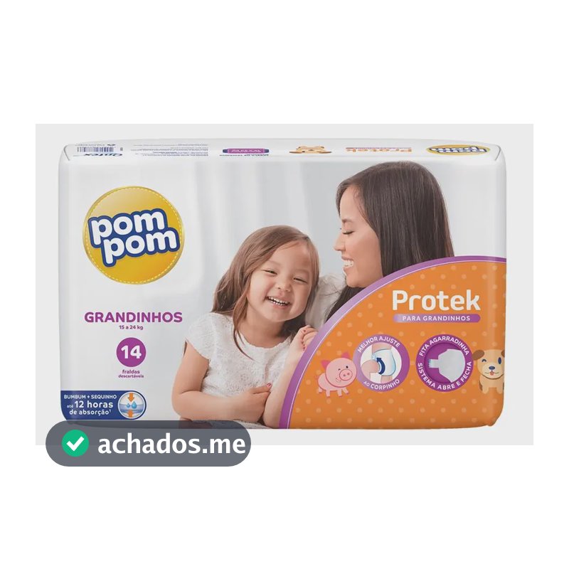 Fralda Pom Pom Protek Jumbo G Com 14un Grandinhos Sem Gênero