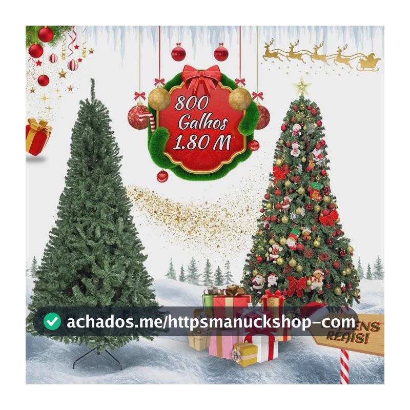Árvore De Natal Pinheiro Canadense Luxo 1,80m 800 Galhos Tradicional Verde Imperial Premium Grande Cheia LuvinCo