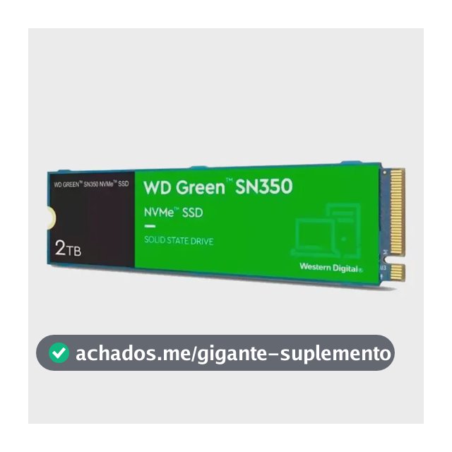 Ssd 2tb M.2 2280 Nvme Pcie Gen3 Western Digital WD Green SN350 Wds200t3g0c Velocidade De Leitura Até 3200mb/s Cor Verde Disco Sólido Interno