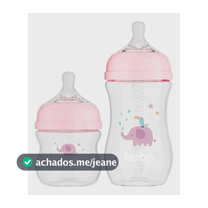 Kit 2 Mamadeiras Buba Easy Flow 120ml E 270ml Elefante Rosa