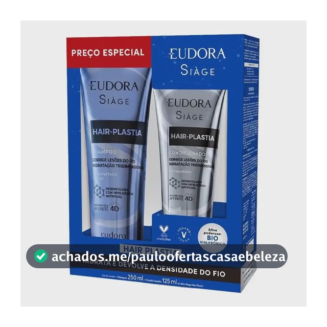 Kit Siàge Eudora Hair Plastia Shampoo 250ml E Condicionador 125ml