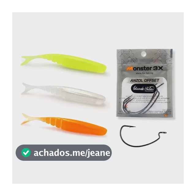 Kit Monster 3x M-action 10,5cm + 3 Anzóis Offset Ewg M3x Pro