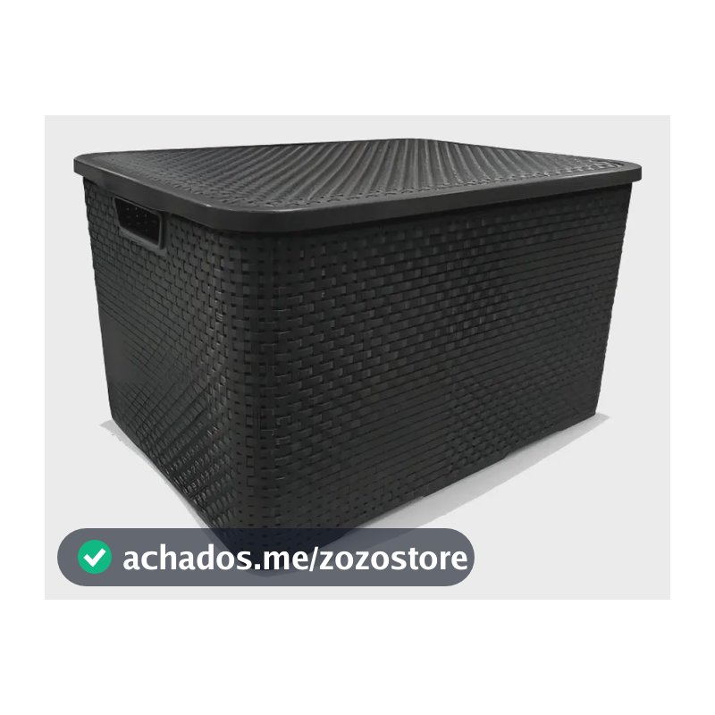 Cesto - Caixa Organizadora Rattan - 20 Litros - Preto Preto Rattan
