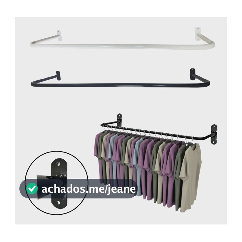 Kit 02 Araras Cabideiro Closet De Parede Reta Branca Cor 1 Metro Branca