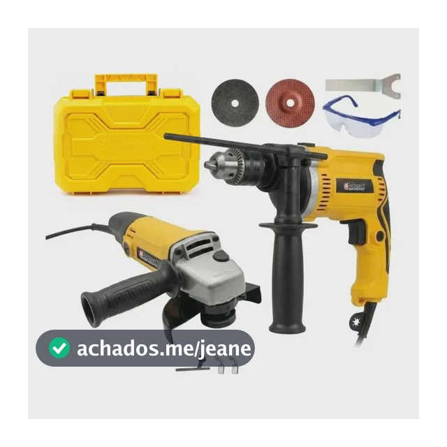 Kit Furadeira Parafusadera + Esmerilhadeira Lixadeira Maleta