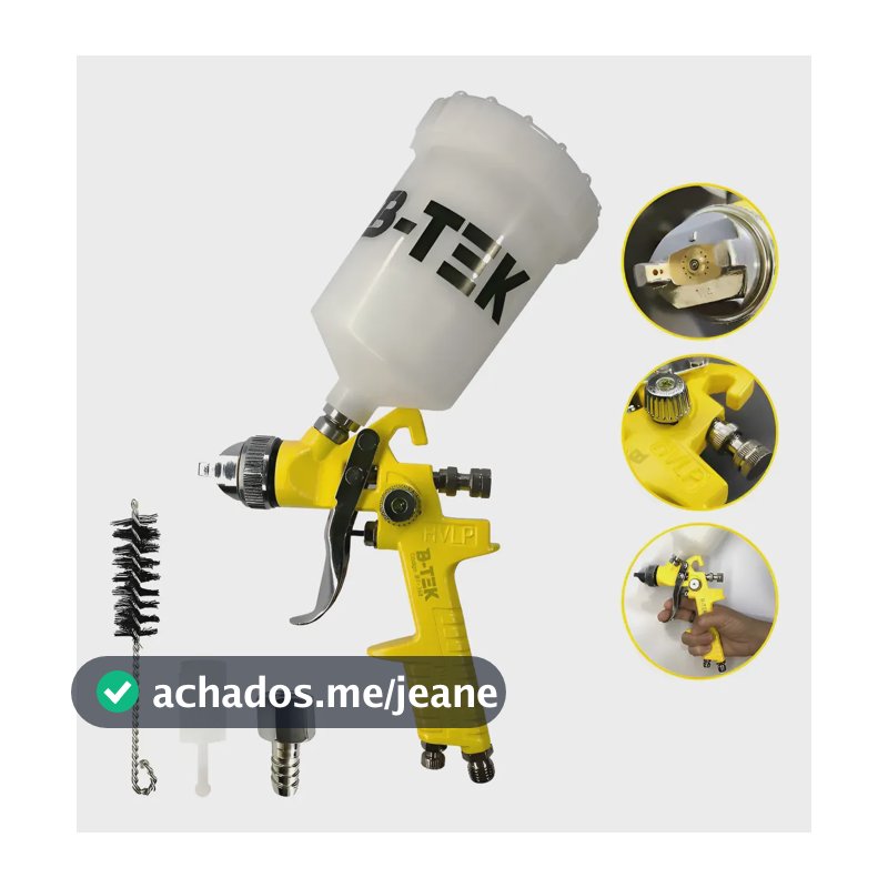 Pistola Pintura Automotiva Profissional Hvlp Bico 1.4 600ml Amarelo
