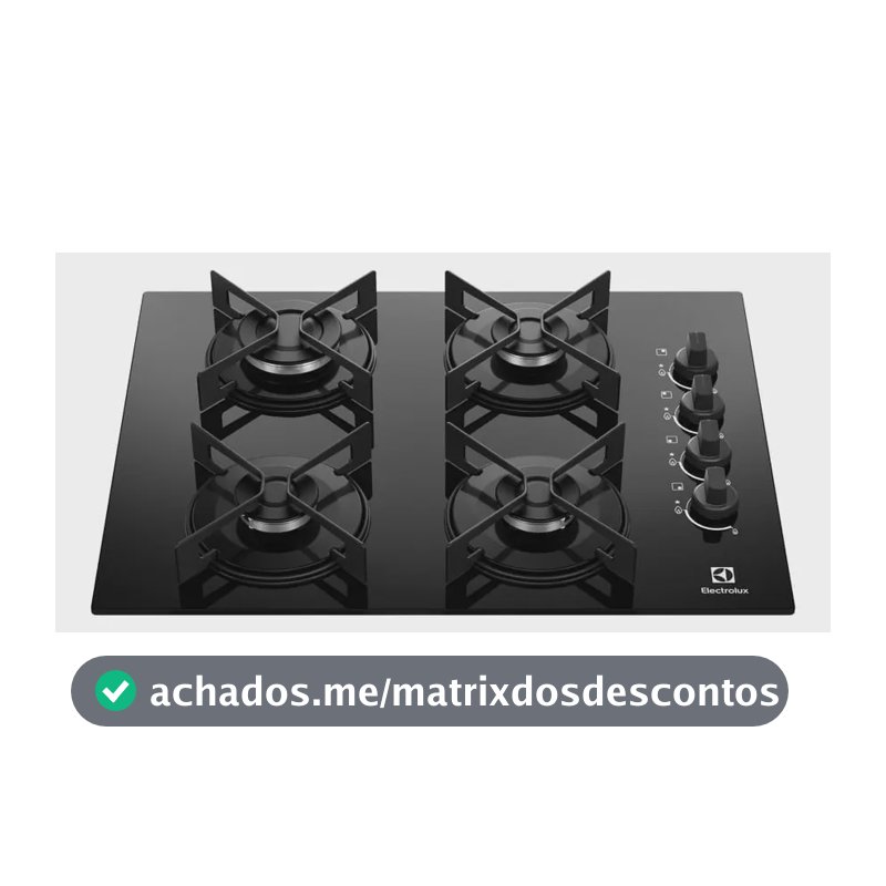 Cooktop 4 Bocas a Gás Electrolux Mesa de Vidro Efficient Grade de Aço Fosco (KE4GR) Bivolt
