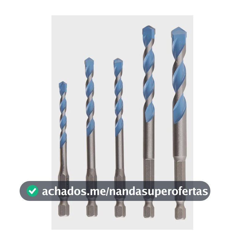 Jogo De Brocas Aço Multiconstrução Dexter Fura Gesso Madeira Metal Tijolos Blocos Concreto Rápido 5 Peças Diâmetros