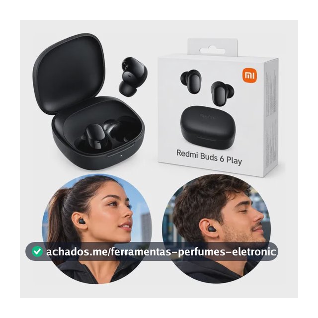 Fone De Ouvido Bluetooth Xiaomi Redmi Buds 6 Play Preto Preto