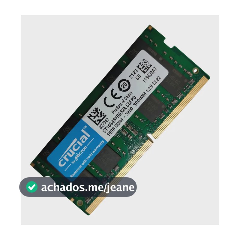 Memória Ram Notebook Ddr4 3200mhz 16gb Cl22 Color Verde Crucial Ct16g4sd832a c8fd1 Sodimm