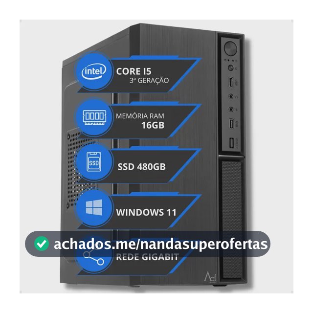 Pc Computador Cpu Intel Core I5 16gb Ssd 480gb Rede Gigabit 480 Gb 16 Gb Intel