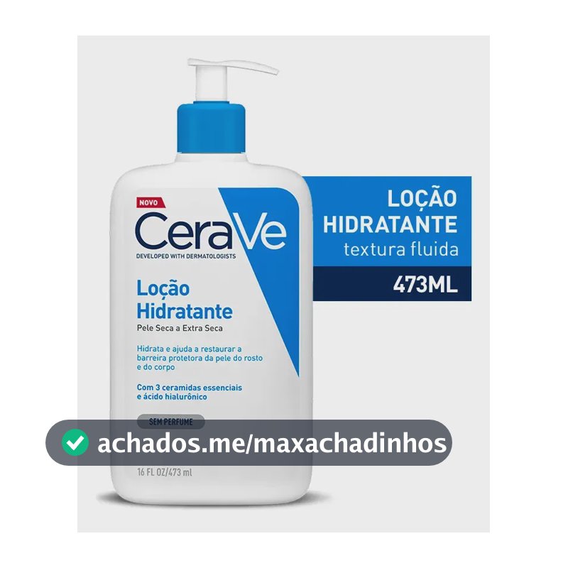 Loção Hidratante Corporal Sem Perfume, com Ceramidas Essenciais e Ácido Hialurônico, Textura Fluida CeraVe 473ml