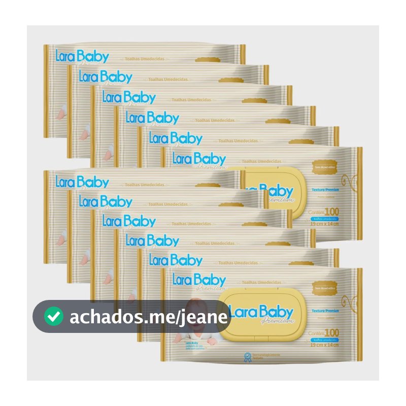 Kit C/12 Toalha Umed Lara Baby Premium C/100un
