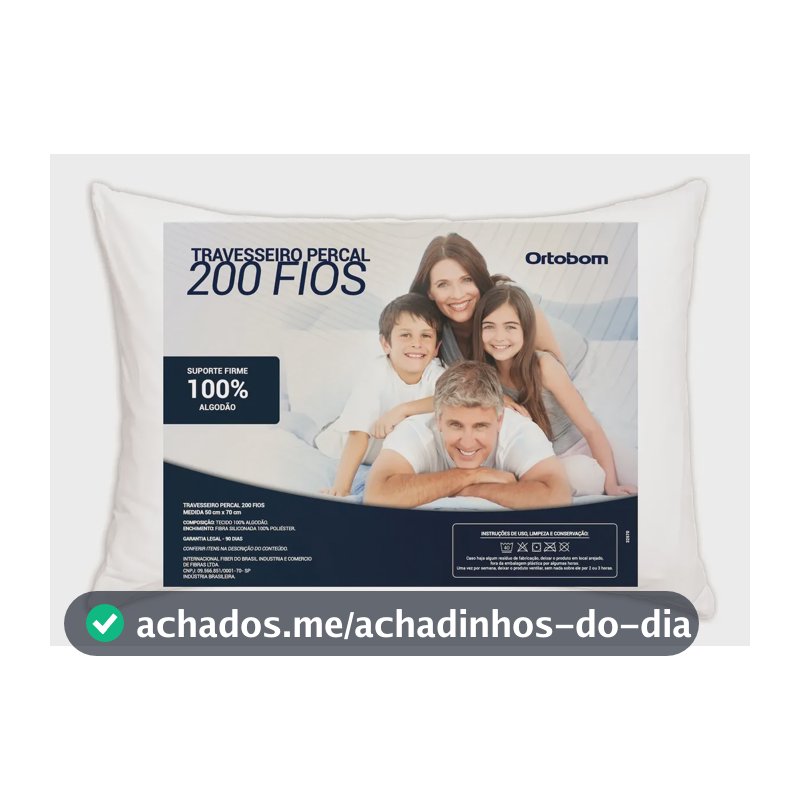 Kit 2 Travesseiros Percal 200 Fios Algodão Ortobom Branco