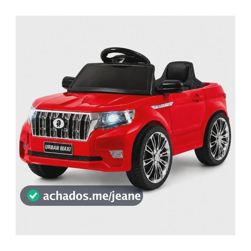 Carro Elétrico Infantil Controle Remoto Bateria 6v Marcha Frente/Ré Bluetooth Som Luz Urban Maxi Toys - VERMELHO