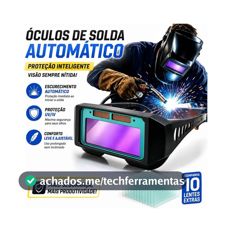 Óculos de Solda Automático Forestory para Soldador com Escurecimento Ajustável e 10 Lentes