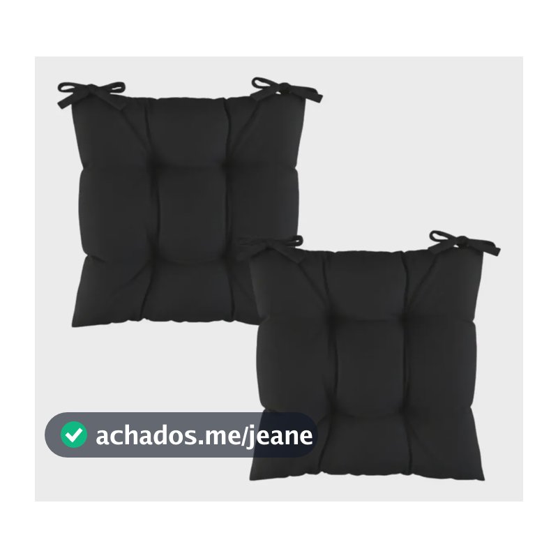 Jogo De 2 Almofadas Para Cadeira Tecido Oxford 40x40cm Futon Preto-ef Liso