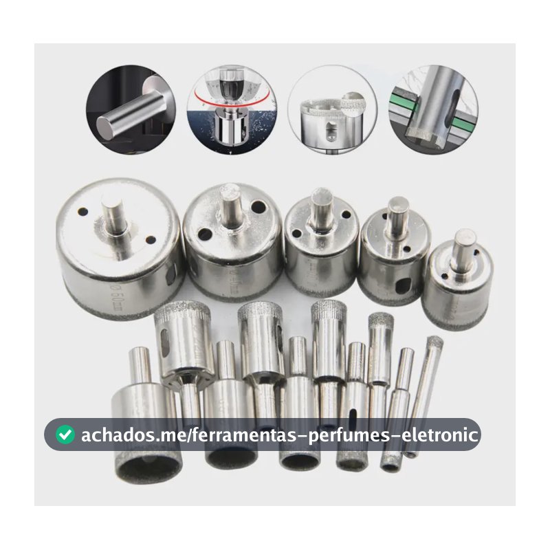 Kit 15 Pçs Brocas Copo Diamantadas Vidro Ceramica 6-50mm