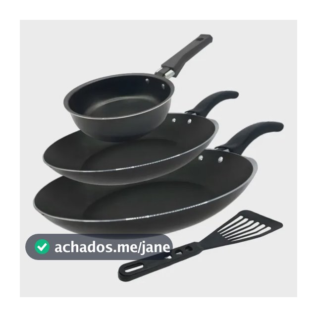 Conjunto De Frigideira 3 Pçs Antiaderente Techflon Nacional Cor Preto