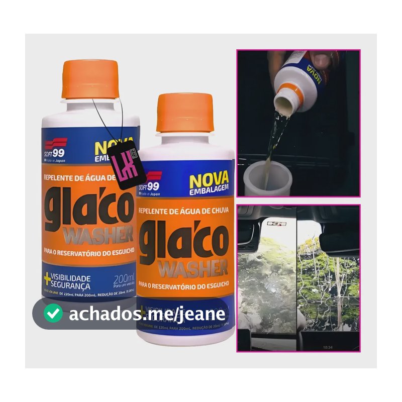 Kit 2 Glaco Washer 200ml Soft99 Aditivo Repelente Agua Chuva